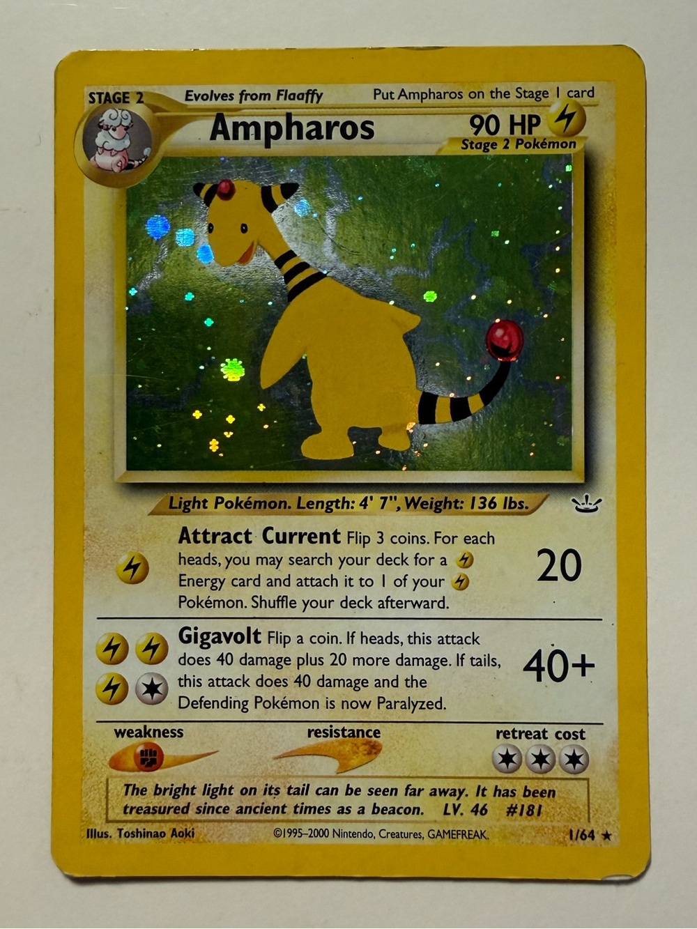 Pokemon Holo Ampharos Card - RARE